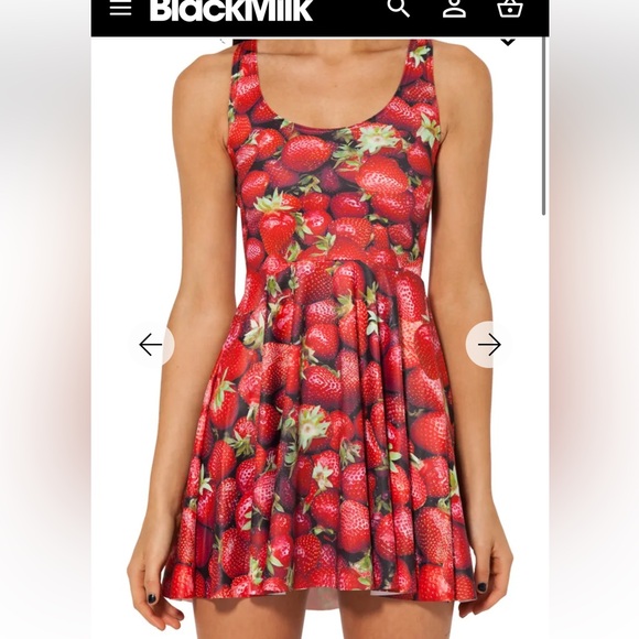 BlackMilk Strawberry Reversible Skater Dress - Picture 7 of 9
